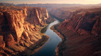 Aerial view of horseshoe bend colorado river grand canyon arizona scenic landscape photography travel usa