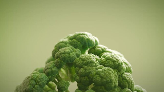 Macro shot of the green florets of a broccoli crown