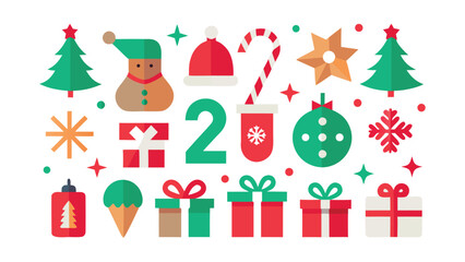 Festive Christmas and New Year Holiday Icons and Graphic Elements Collection
