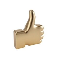Gleaming Golden Thumbs Up Symbol on an Isolated Transparent Backdrop Representing Approval and