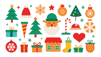 Festive Christmas Icons and Holiday Elements for Graphic Design Projects and Decorations