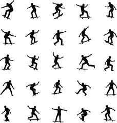 Obraz premium Skateboarder silhouettes action poses extreme sports