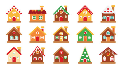 Fototapeta premium Festive Gingerbread House Collection Christmas Holiday Treats and Decorations