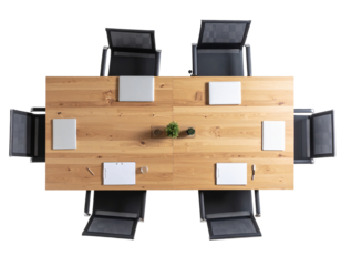 Top-Down View of Rectangular Conference Table, Isolated on Transparent Background