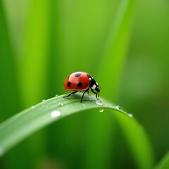 ladybug on green leaf