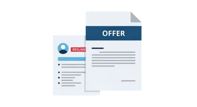 Resume and Job Offer Documents review agreement education achievement business white interview opportunity success background offer benefits employment