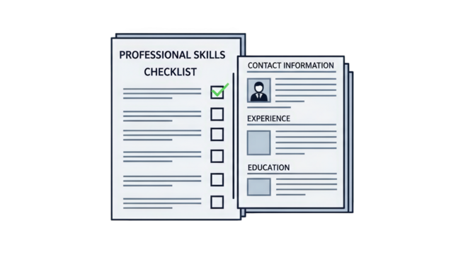 Resume and Professional Skills Checklist talent onboarding achievement job knowledge hiring process resume experience success assessment interview office