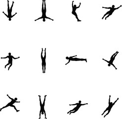 Fototapeta premium Twelve silhouettes of people in various dynamic poses