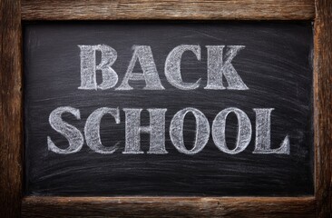 Chalk inscription on a blackboard Back to school.
