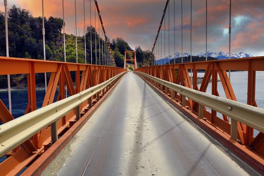 General Carrera Bridge between Lake General Carrera and Lago Bertrand, Panamericana, Aysen Region, Patagonia, Chile