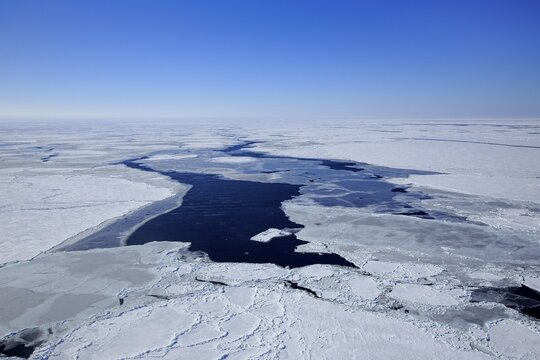 Aerial view, pack ice, Magdalen Islands, Gulf of Saint Lawrence, Quebec, Canada