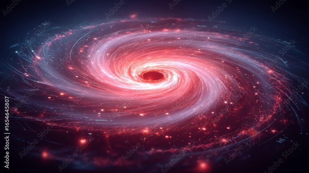 Poster mesmerizing abstract background visuals of a swirling spiral vortex of intertwined red and blue ligh