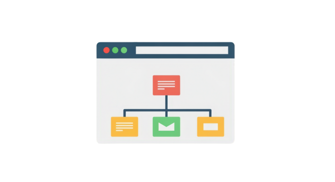 Website Diagram with Flowchart Elements website web connection flowchart network symbol representation data presentation vector