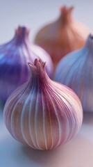 Fototapeta premium Colorful garlic bulbs closeup