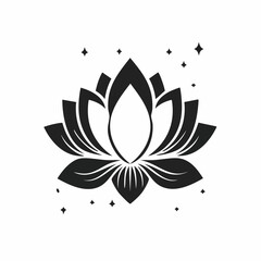 Buddha Lotus Vector Image. Black and white Buddha Lotus Vector on white background.