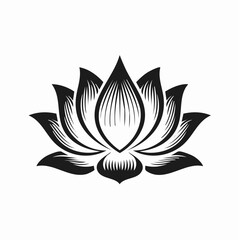 Buddha Lotus Vector Image. Black and white Buddha Lotus Vector on white background.
