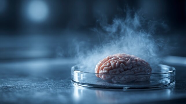 Frozen brain specimen petri dish