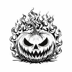 Scary Pumpkin Flames Vectors and Illustration on white background.