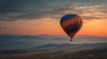 Fototapeta premium Colorful hot air balloon sunrise landscape