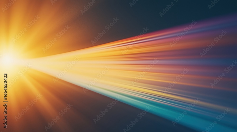 Poster vibrant rays of light spreading across a dark background in artistic display of color and motion