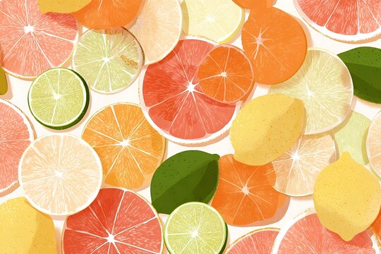Vibrant citrus slices bursting with refreshing zest, perfect for summer branding and healthy lifestyle promotions.