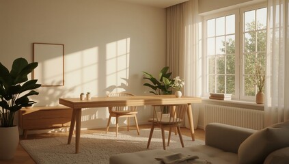 Fototapeta premium AI-generated simple and minimalist workspace with a cozy atmosphere