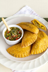 Handmade Colombian empanadas – Image of traditional Valluna empanadas with homemade filling, perfect to illustrate Latin gastronomy