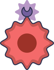 An illustration of a growth factor binding to a cell receptor. This depicts growth signal autonomy, a hallmark of cancer where cells achieve uncontrolled proliferation without external stimuli.