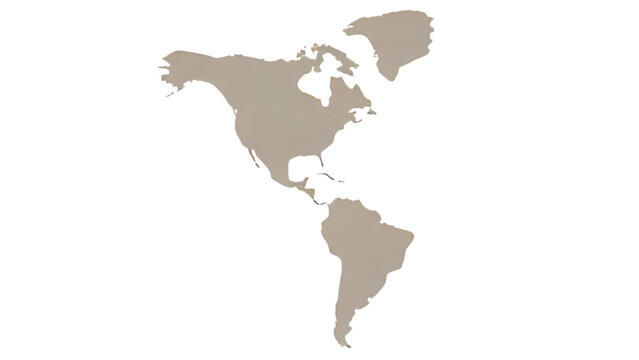 Simplified map showcasing North and South America's continents.