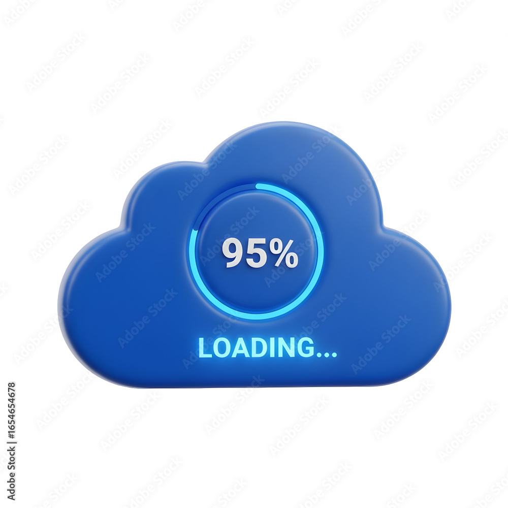 Aufkleber blue cloud with 95 percent loading indicator for data transfer and digital storage