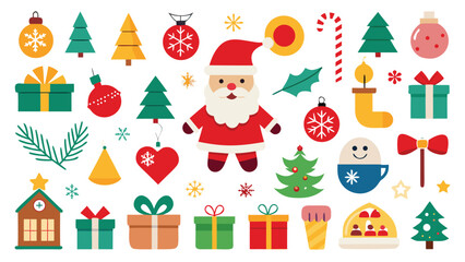 Festive Christmas Illustration with Santa Claus Presents and Holiday Decorations