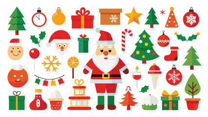 Festive Christmas Vector Illustration Featuring Santa Claus Gifts and Holiday Decorations