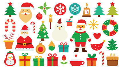 Fototapeta premium Collection of Christmas and Holiday Themed Vector Icons and Graphic Elements