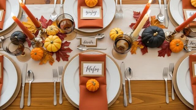 Autumnal table setting with elegant touches