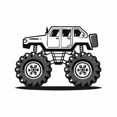 Monster Truck  vector. Monster truck illustration Black and White image vector. © art vector