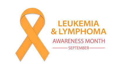 Leukemia and Lymphoma Awareness Month. An orange information ribbon. A campaign to raise awareness about leukemia in September. Support for the fight against blood cancer. Banner, poster, social media