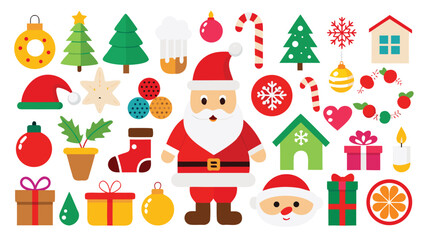Festive Christmas Icons and Holiday Elements for Graphic Design and Decorations