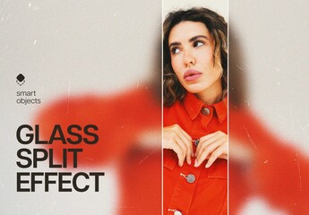 Glass Split Photo Effect Mockup