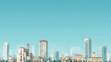 Obraz premium Modern City Skyline on a Sunny Day