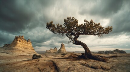 Desert landscape with stormy sky