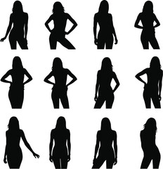 Obraz premium Twelve female silhouettes posing in various styles
