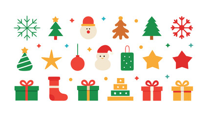 Festive Christmas Icons and Elements for Holiday Season Decoration and Design