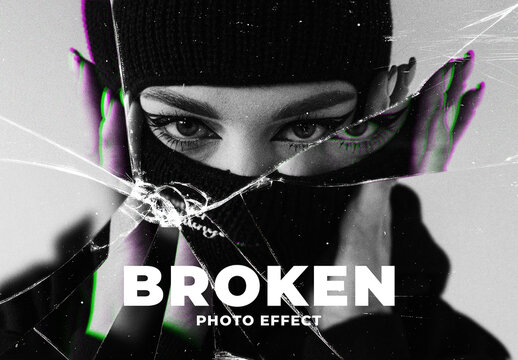 Broken Glass Photo Effect Mockup