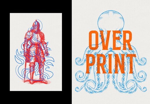 Overprint Design Poster Effect Mockup