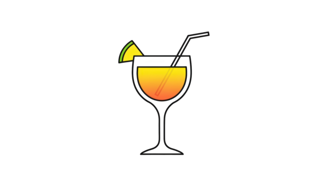 Cocktail Drink with Lemon Slice cocktail drink beverage glass lemon slice straw summer refreshment alcohol party