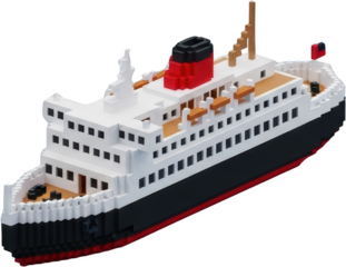 Detailed pixel art ocean liner with multiple decks smokestack and flag isolate cruise ship ship maritime