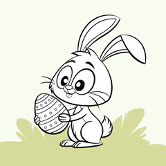 Easter bunny and easter eggs hand drawn sketch vector  illustration
