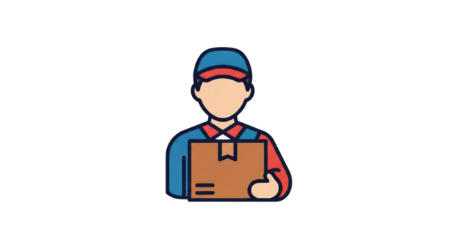 Delivery Man Holding Package Illustration delivery man package box shipping courier service mail post parcel order
