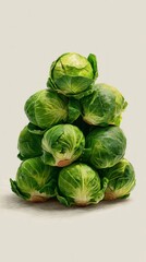 Fototapeta premium Fresh green brussels sprouts stack