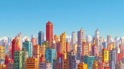 Fototapeta premium Colorful Pixelated Cityscape